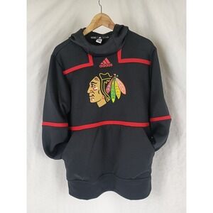 Chicago BlackHawks Hooded Sweatshirt Size Medium Black Adidas NHL